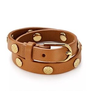 Tory Burch Double Wrap Logo Stud Bracelet